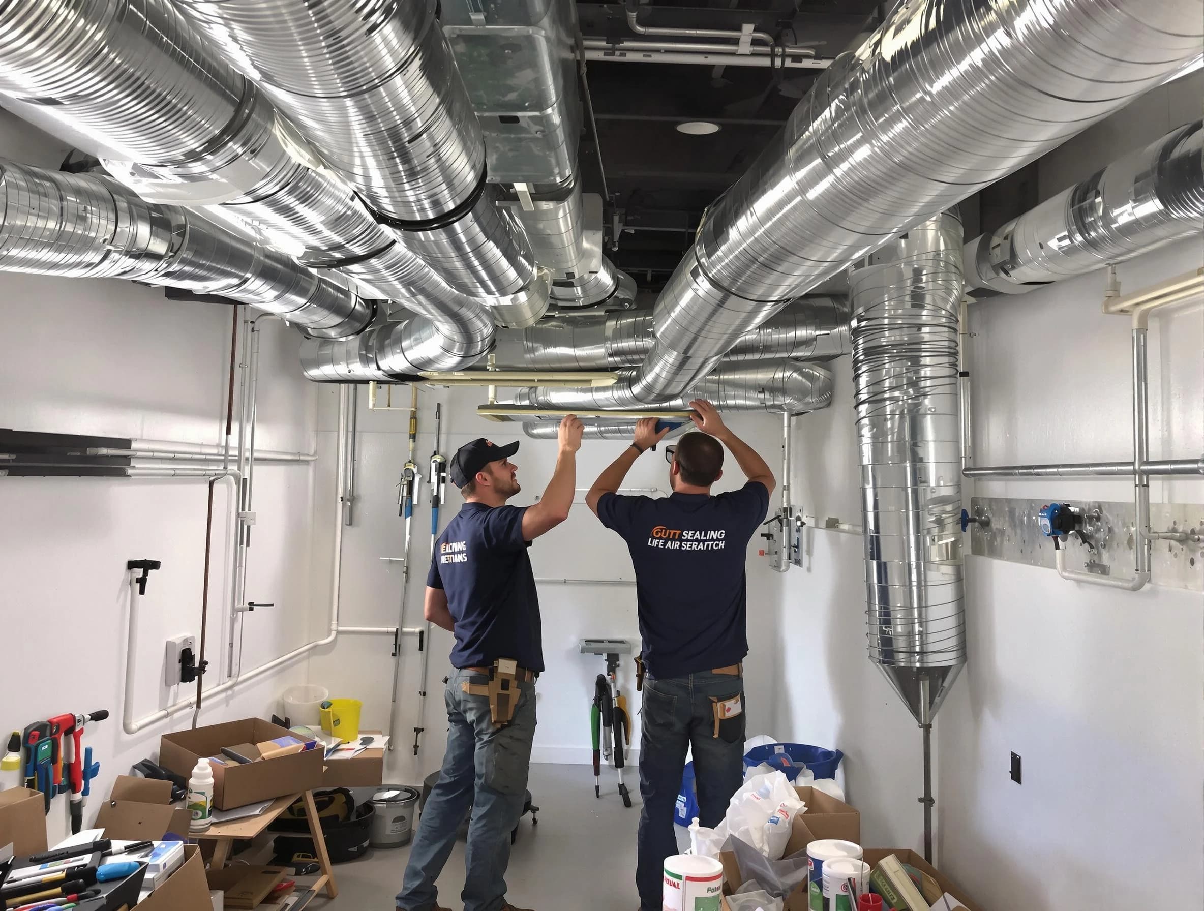 Stansbury Park Air Duct Cleaning technician applying professional duct sealing solutions in Stansbury Park