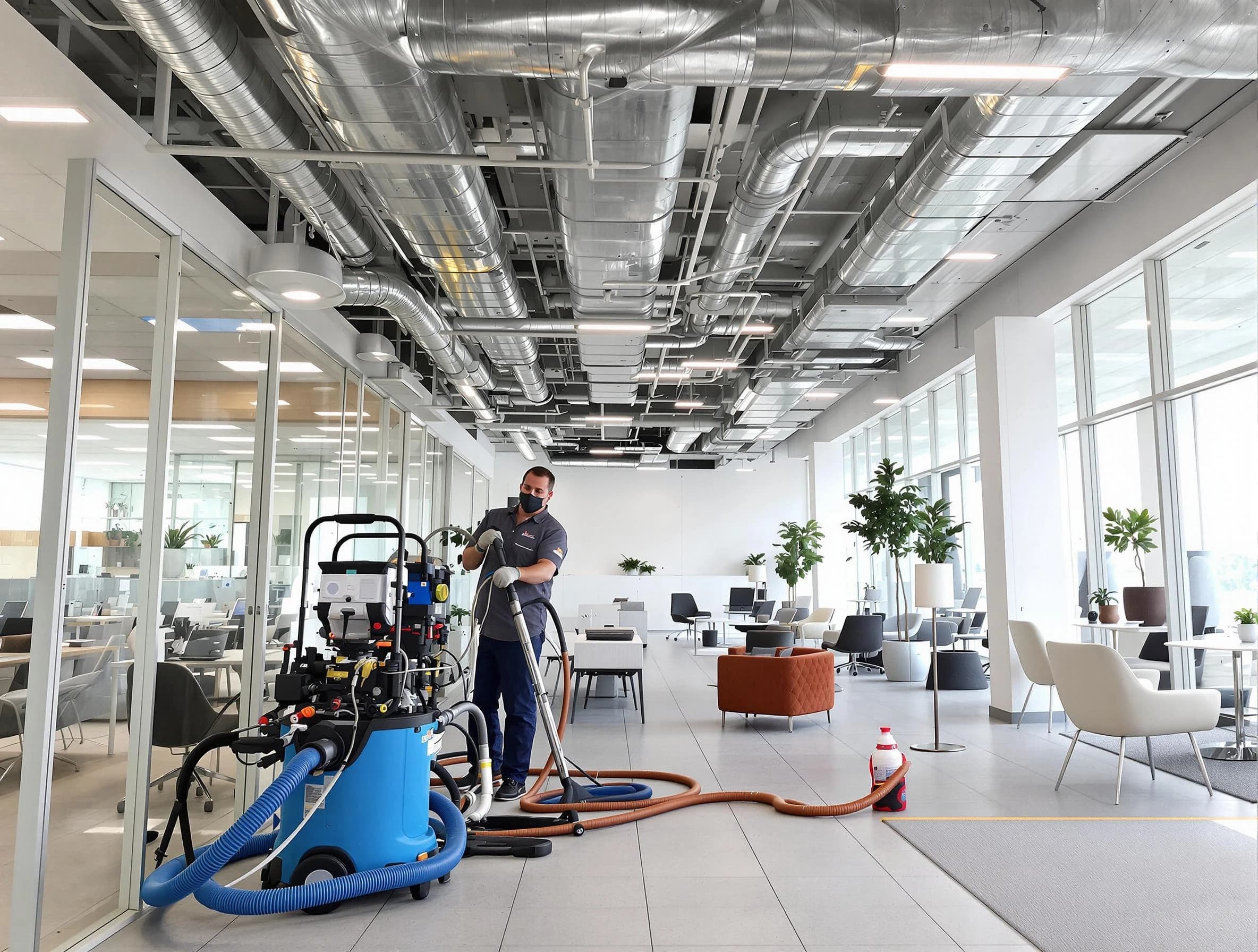 Stansbury Park Air Duct Cleaning team conducting comprehensive commercial duct cleaning at a business location in Stansbury Park