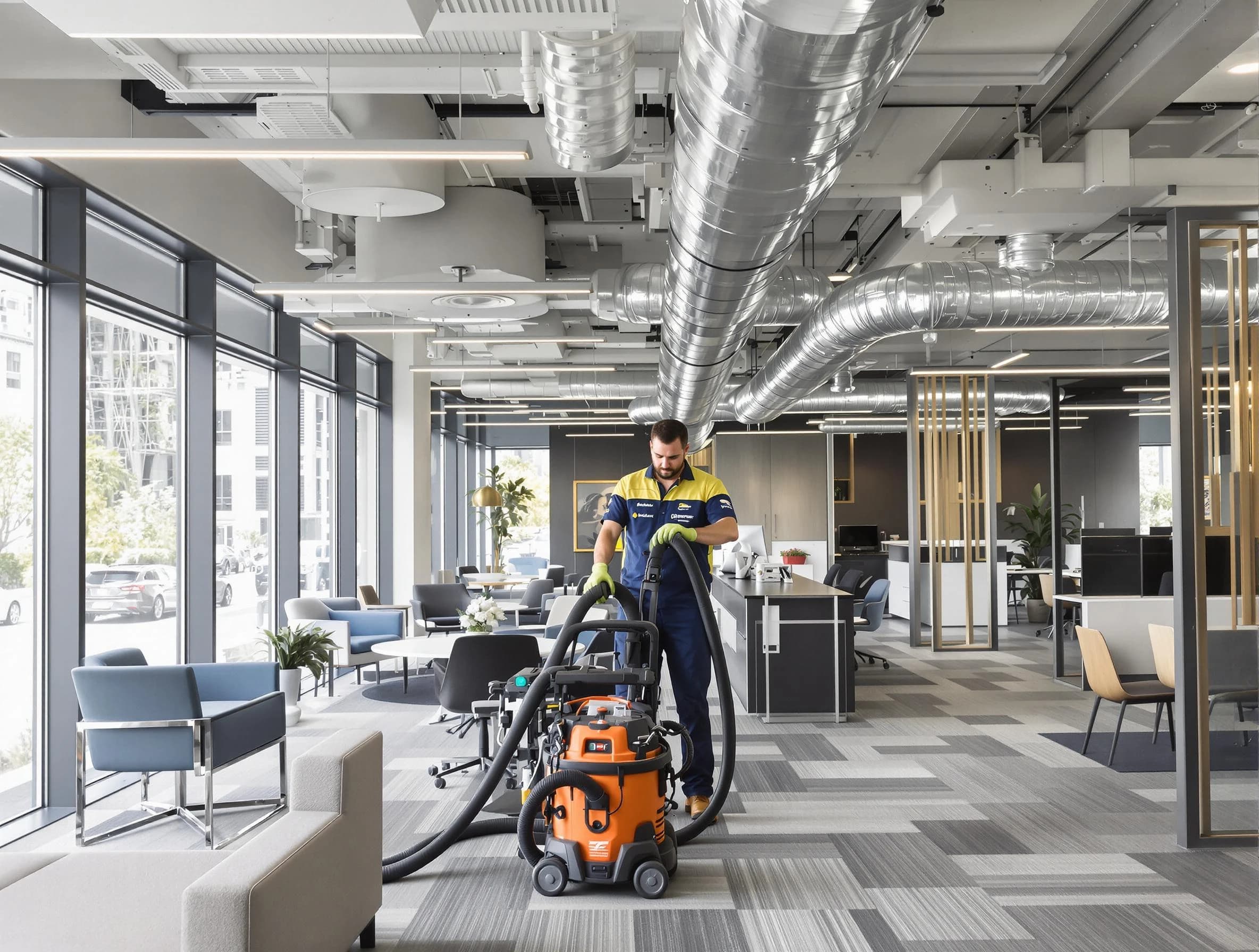 Stansbury Park Air Duct Cleaning team performing thorough commercial duct cleaning at a Stansbury Park business center
