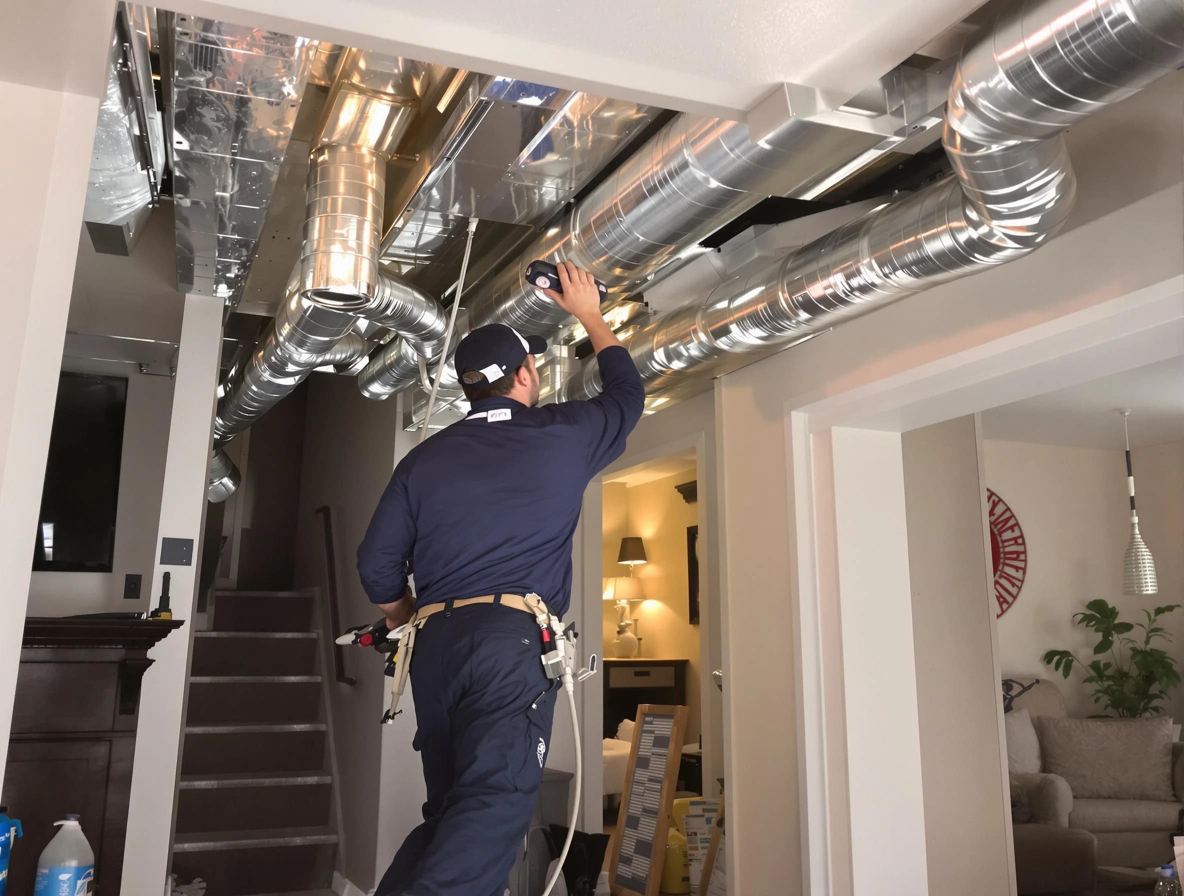 Stansbury Park Air Duct Cleaning expert performing specialized duct cleaning in a mobile home in Stansbury Park
