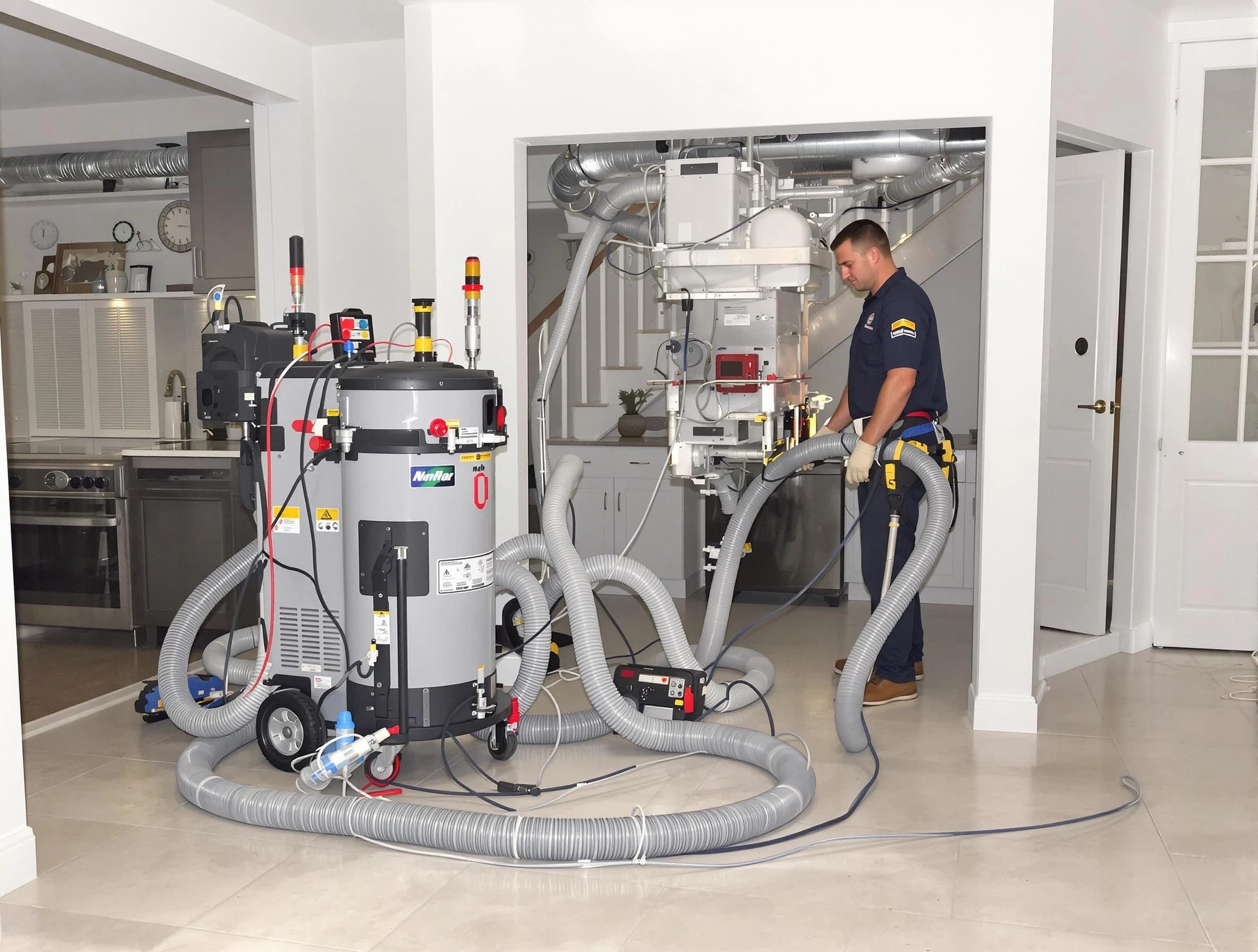 Stansbury Park Air Duct Cleaning technician operating negative pressure cleaning equipment for thorough duct maintenance in Stansbury Park