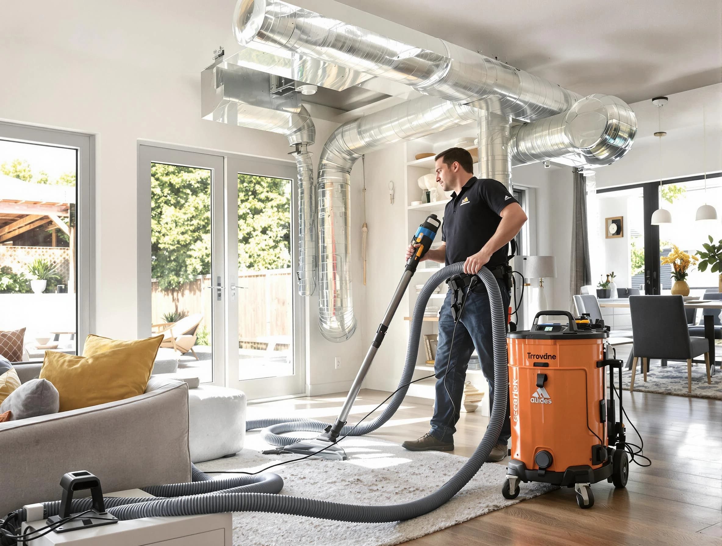 Stansbury Park Air Duct Cleaning specialist performing thorough residential duct cleaning using advanced equipment in Stansbury Park