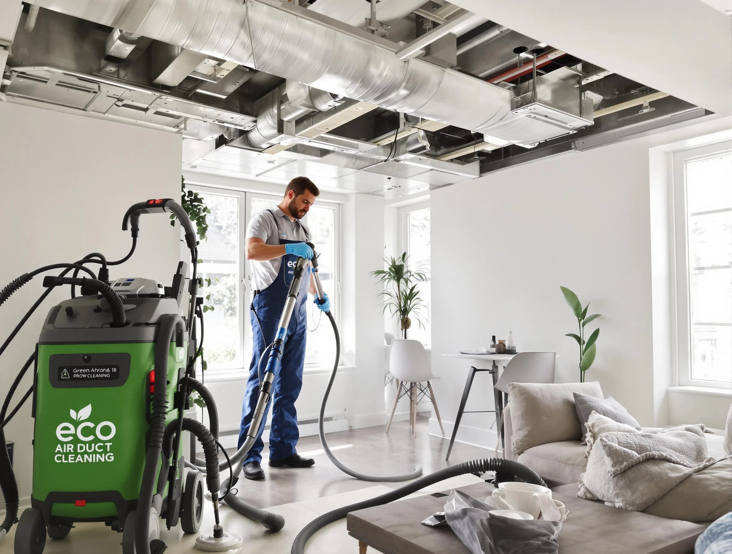 Stansbury Park Air Duct Cleaning technician performing eco-friendly duct cleaning using sustainable methods in Stansbury Park