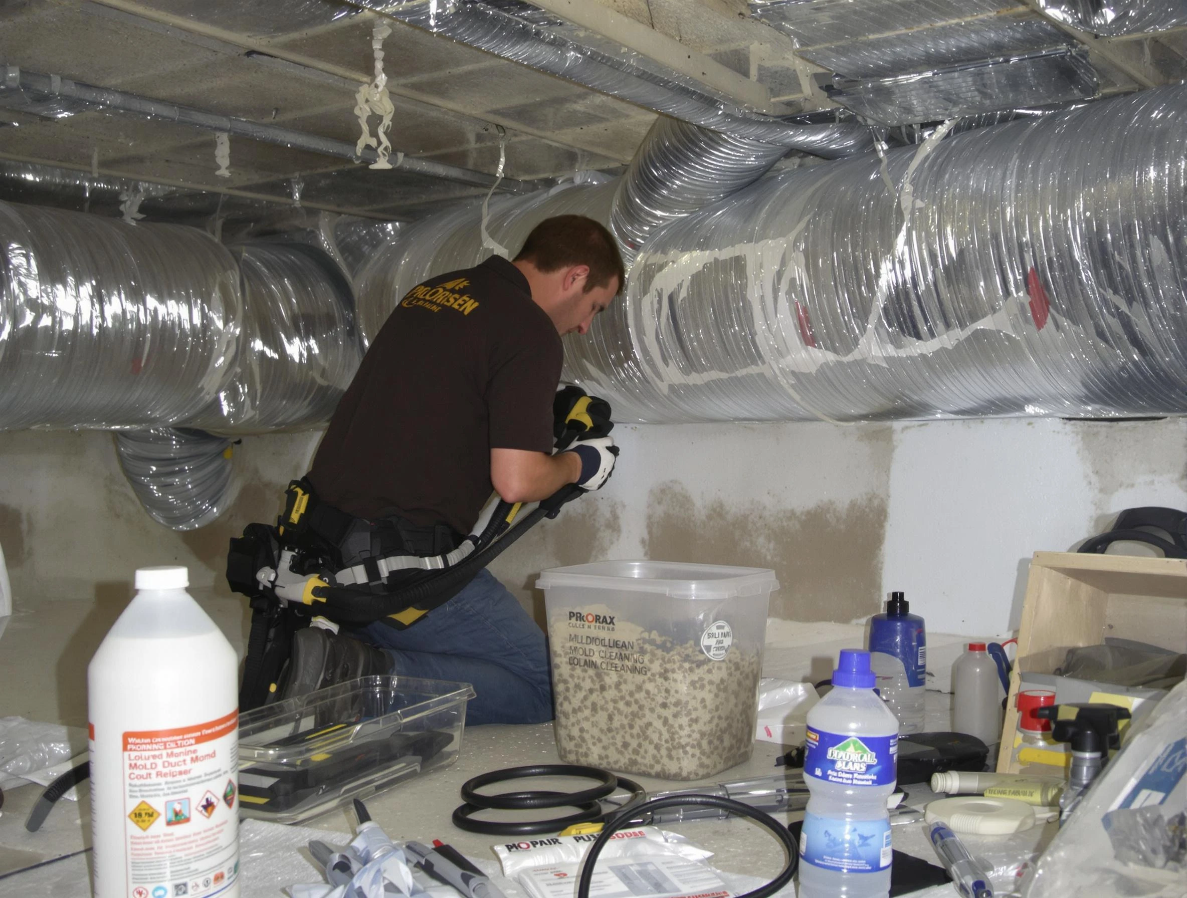Stansbury Park Air Duct Cleaning specialist performing professional mold removal from air ducts in Stansbury Park