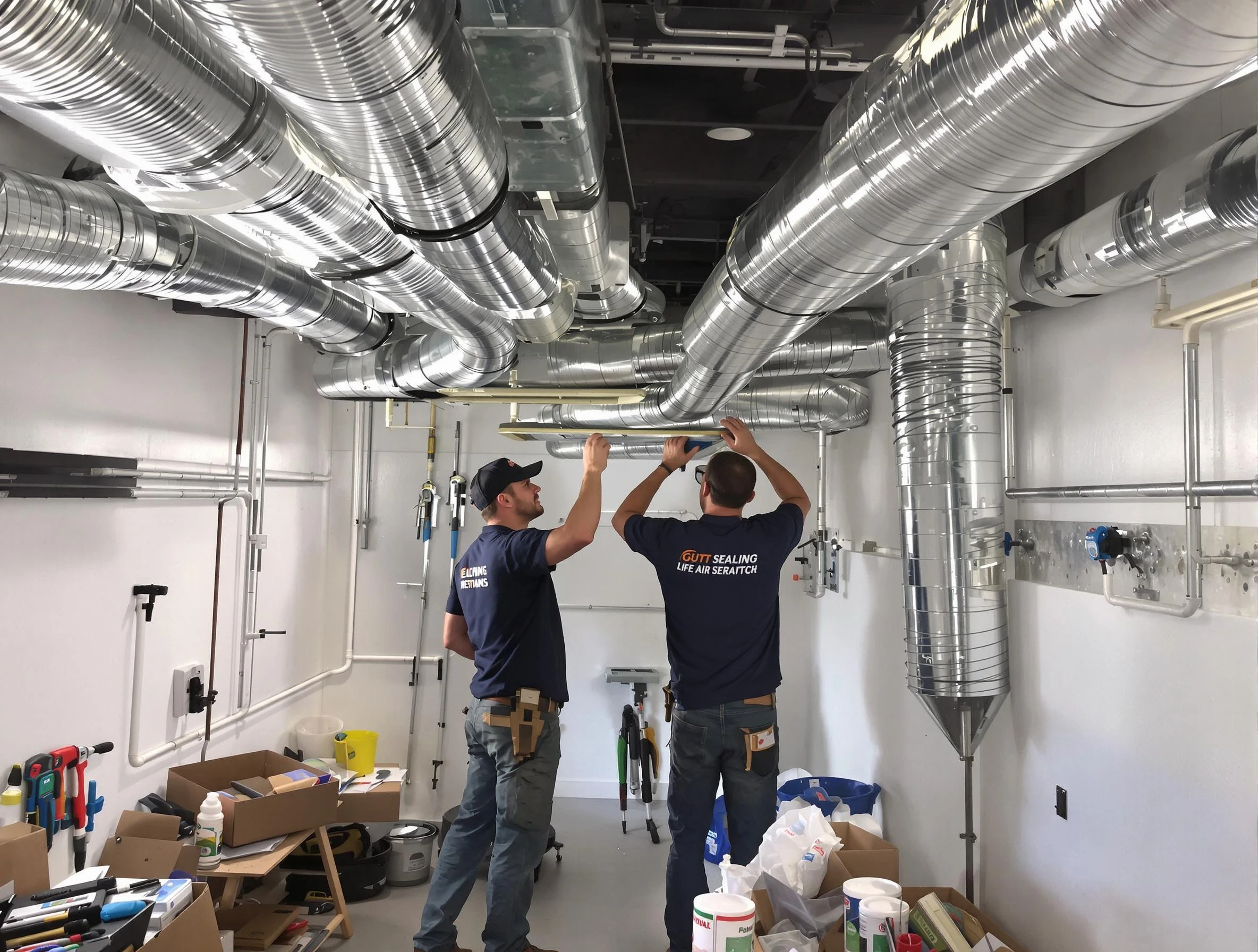 Stansbury Park Air Duct Cleaning technician applying professional duct sealing solutions in Stansbury Park