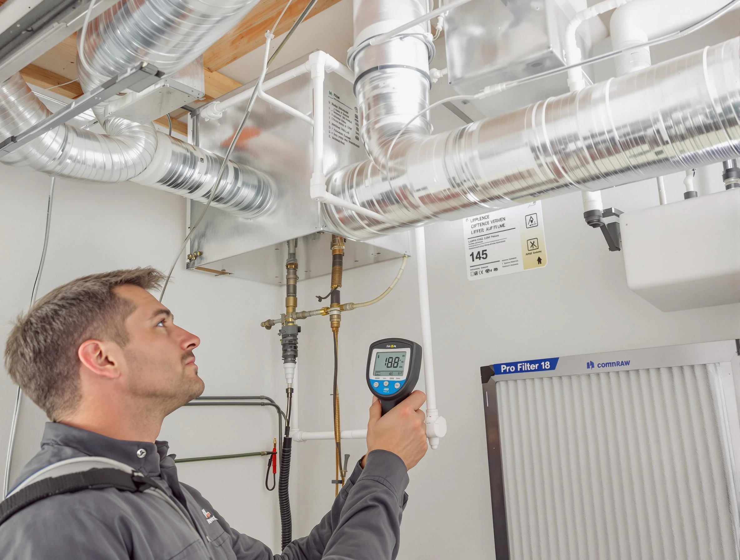 Stansbury Park Air Duct Cleaning expert conducting detailed filter system inspection using diagnostic tools in Stansbury Park